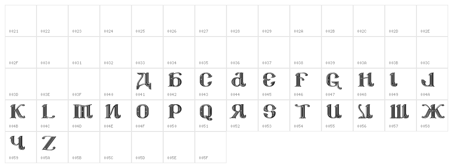CSAR PARADE DRESS [Display Caps] Character Map